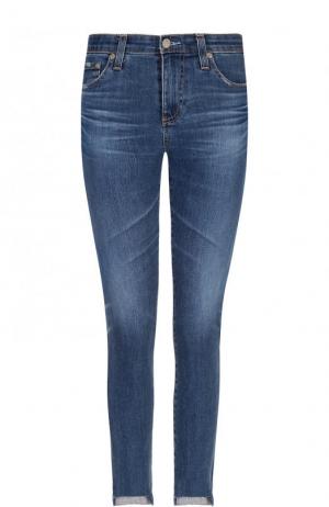Укороченные джинсы-скинни с потертостями Ag. Цвет: синий