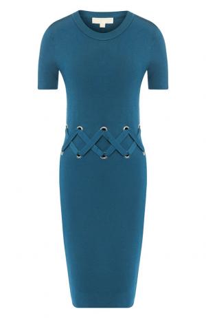 Приталенное мини-платье со шнуровкой MICHAEL Kors. Цвет: бирюзовый