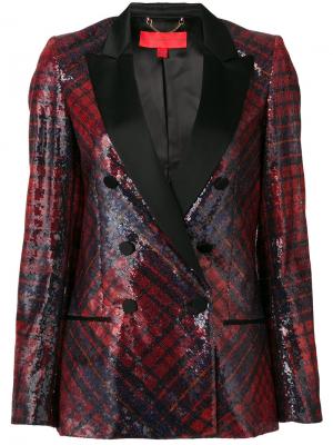 Пиджак в шотландскую клетку с пайетками Hilfiger Collection. Цвет: красный