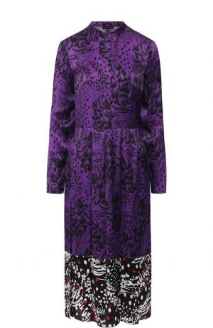 Шелковое платье-миди с принтом Escada. Цвет: фиолетовый