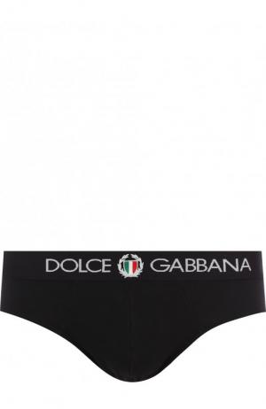 Хлопковые брифы с широкой резинкой Dolce & Gabbana. Цвет: черный