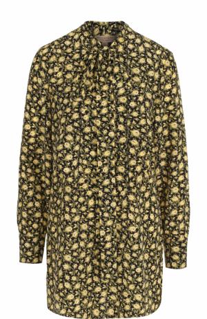Шелковая блуза свободного кроя с воротником аскот Burberry. Цвет: желтый