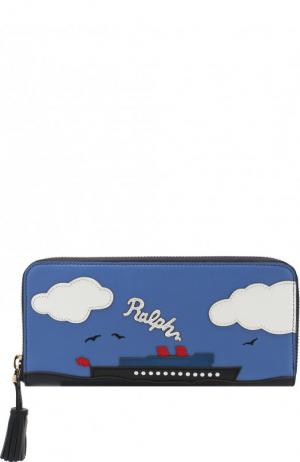 Кожаный кошелек с аппликацией на молнии Ralph Lauren. Цвет: синий