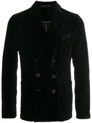 Вельветовый двубортный пиджак Giorgio Armani. Цвет: чёрный