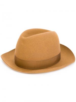 Классическая шляпа-хомбург Borsalino. Цвет: коричневый