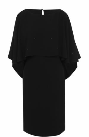 Платье-миди с декорированным кейпом St. John. Цвет: черный