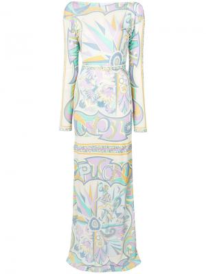Длинное платье с комбинированным принтом Emilio Pucci. Цвет: многоцветный
