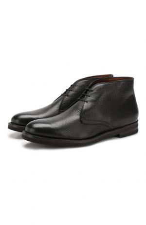Кожаные ботинки на шнуровке с внутренней меховой отделкой Fratelli Rossetti. Цвет: черный