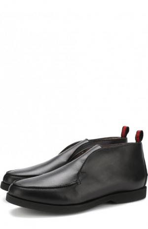 Кожаные ботинки без шнуровке с внутренней меховой отделкой Kiton. Цвет: черный