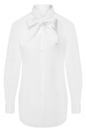 Хлопковая блуза с воротником аскот Dolce & Gabbana. Цвет: белый