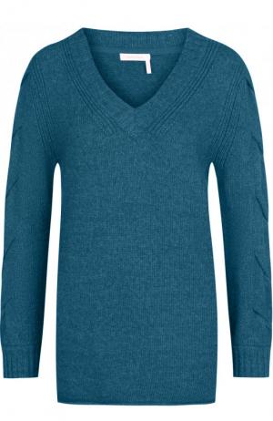 Вязаный пуловер с V-образным вырезом See by Chloé. Цвет: зеленый