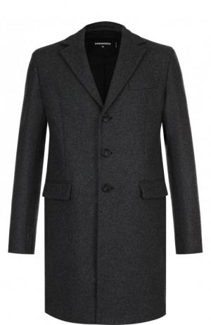 Однобортное шерстяное пальто с отложным воротником Dsquared2. Цвет: темно-серый
