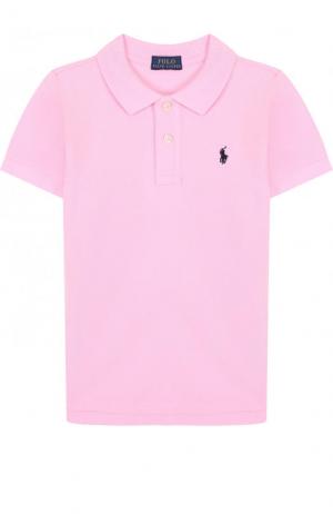 Хлопковое поло с логотипом бренда Polo Ralph Lauren. Цвет: розовый