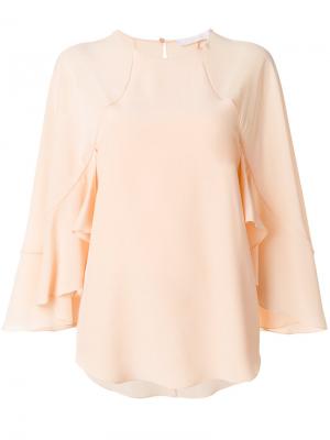 Блузка с оборками на рукавах Chloé. Цвет: розовый и фиолетовый