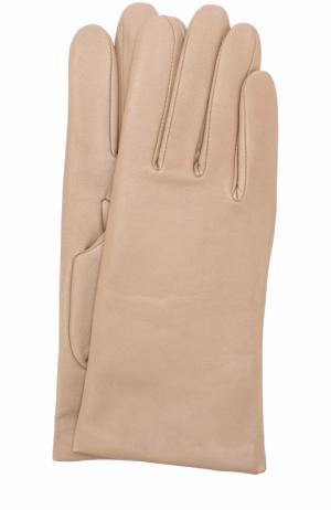 Кожаные перчатки с подкладкой из кашемира и шерсти Agnelle. Цвет: бежевый