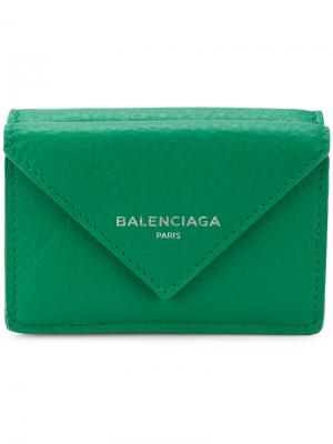 Кошелек Papier Mini Balenciaga. Цвет: зелёный