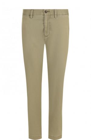 Укороченные однотонные брюки из хлопка Polo Ralph Lauren. Цвет: оливковый