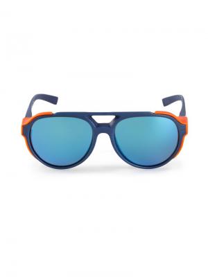 Контрастные солнцезащитные очки Mykita. Цвет: синий