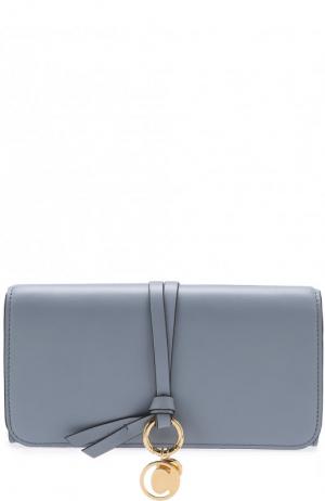 Кожаный кошелек Alphabet с клапаном Chloé. Цвет: голубой