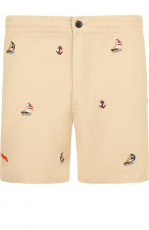 Хлопковые шорты с поясом на резинке Polo Ralph Lauren. Цвет: бежевый