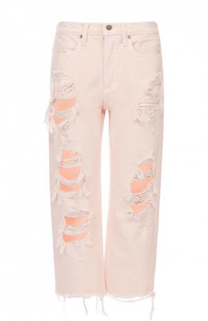 Укороченные джинсы прямого кроя с потертостями Denim X Alexander Wang. Цвет: розовый