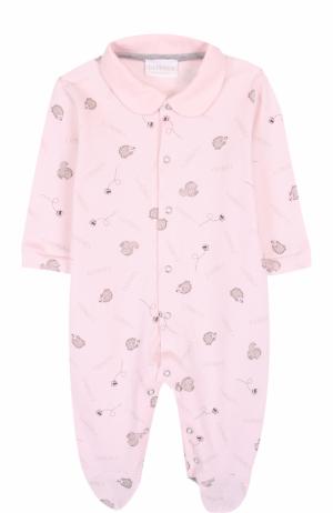 Хлопковая пижама с принтом La Perla. Цвет: розовый
