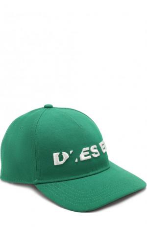 Бейсболка с логотипом бренда Diesel. Цвет: зеленый