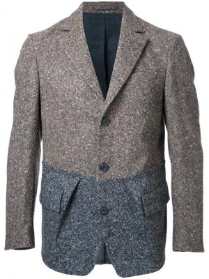 Вязаный пиджак с карманами клапанами Wooster + Lardini. Цвет: серый