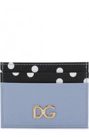 Кожаный футляр для кредитных карт с принтом Dolce & Gabbana. Цвет: голубой
