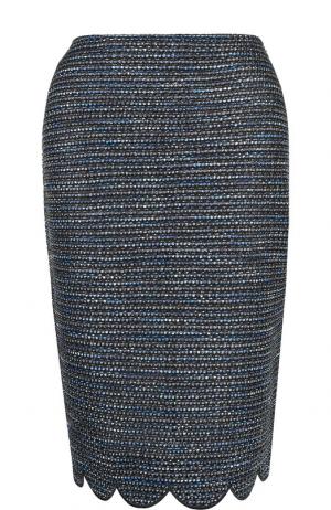 Вязаная юбка-карандаш с контрастной отделкой St. John. Цвет: темно-синий