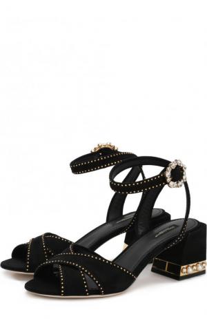 Замшевые босоножки Keira с декором Dolce & Gabbana. Цвет: черный