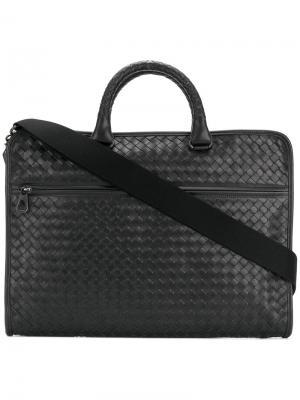 Плетеный кожаный чехол для ноутбука Bottega Veneta. Цвет: чёрный