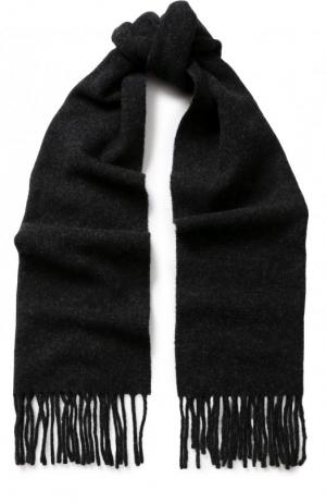 Шерстяной шарф с бахромой и логотипом бренда Paul&Shark. Цвет: темно-серый