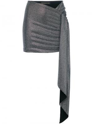Юбка мини с драпировкой и эффектом металлик Alexandre Vauthier. Цвет: чёрный