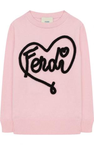 Пуловер из смеси хлопка и кашемира Fendi. Цвет: розовый
