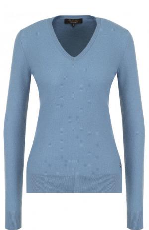 Кашемировый пуловер с V-образным вырезом Loro Piana. Цвет: синий