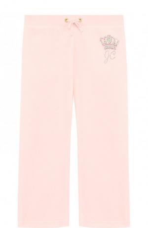 Спортивные брюки прямого кроя с поясом на кулиске Juicy Couture. Цвет: розовый