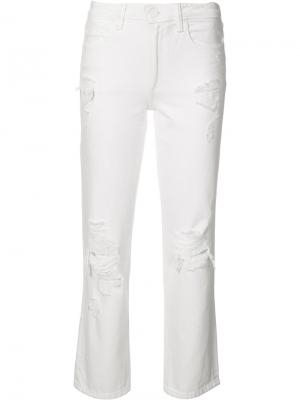 Рваные прямые джинсы Alexander Wang. Цвет: белый