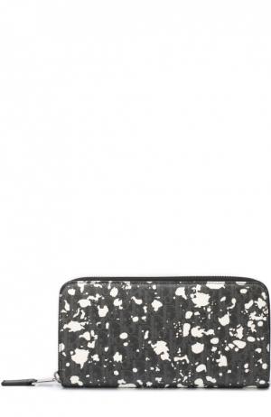 Текстильное портмоне на молнии с отделениями для кредитных карт и монет Dior. Цвет: черный