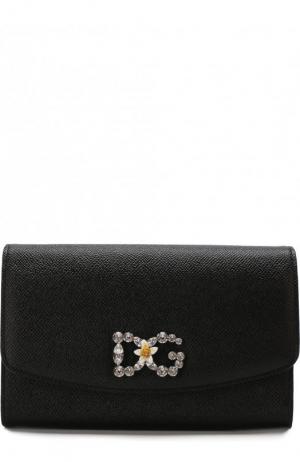 Кожаный клатч на цепочке Dolce & Gabbana. Цвет: черный