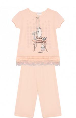 Пижама с принтом La Perla. Цвет: розовый