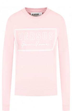 Хлопковый пуловер с логотипом бренда Versus Versace. Цвет: розовый