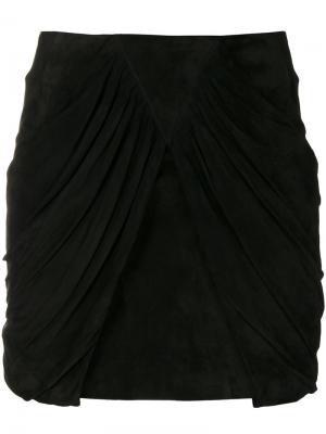 Мини-юбка с драпировкой Saint Laurent. Цвет: чёрный