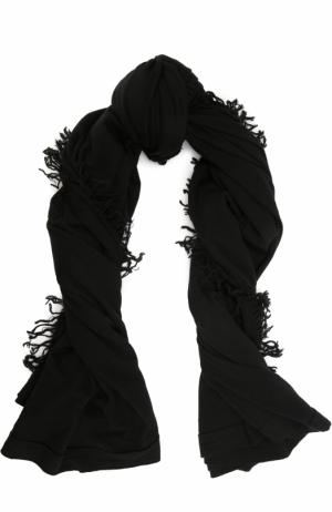 Шерстяной шарф с бахромой Rick Owens. Цвет: черный