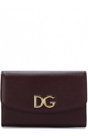 Кожаный клатч на цепочке Dolce & Gabbana. Цвет: бордовый