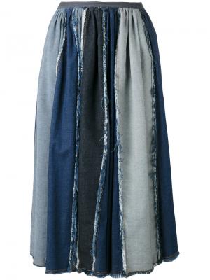Юбка со складками и контрастным дизайном Antonio Marras. Цвет: синий
