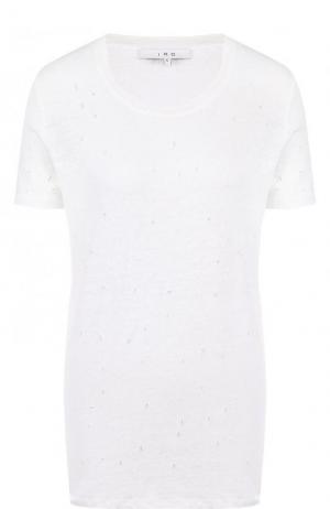 Льняная футболка прямого кроя с потертостями Iro. Цвет: белый