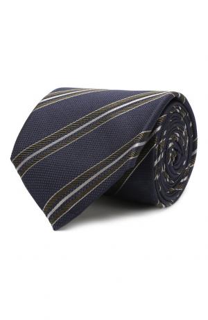Шелковый галстук с узором Van Laack. Цвет: синий