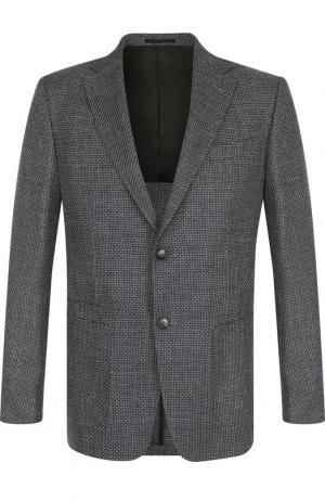 Однобортный пиджак из смеси шерсти и хлопка Z Zegna. Цвет: серый