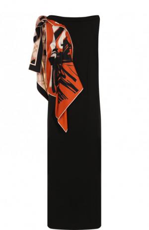 Приталенное платье-миди с контрастной оборкой Dries Van Noten. Цвет: черный